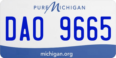 MI license plate DAO9665