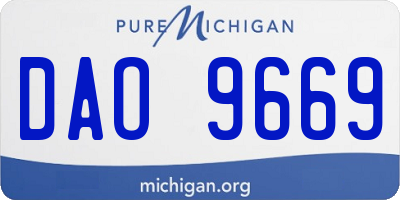 MI license plate DAO9669