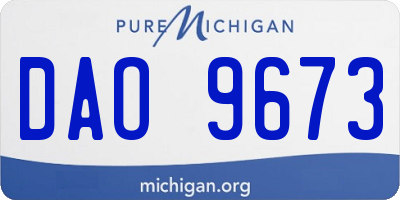 MI license plate DAO9673