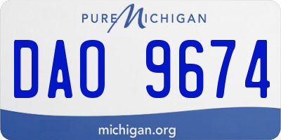 MI license plate DAO9674