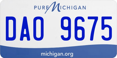 MI license plate DAO9675