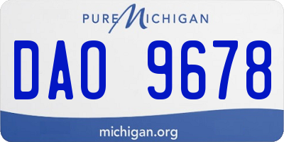 MI license plate DAO9678