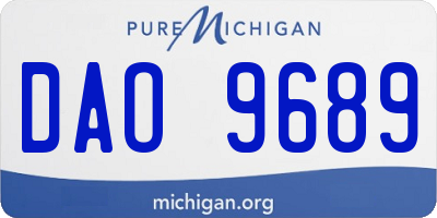 MI license plate DAO9689