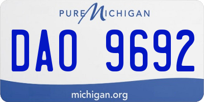 MI license plate DAO9692
