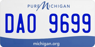 MI license plate DAO9699