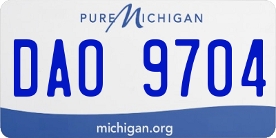 MI license plate DAO9704