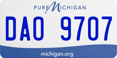 MI license plate DAO9707