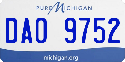 MI license plate DAO9752