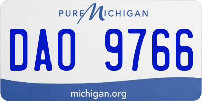 MI license plate DAO9766