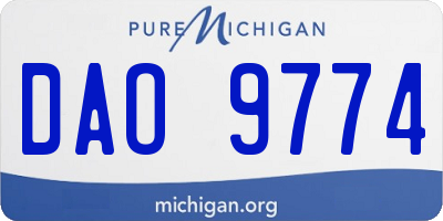 MI license plate DAO9774
