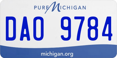 MI license plate DAO9784
