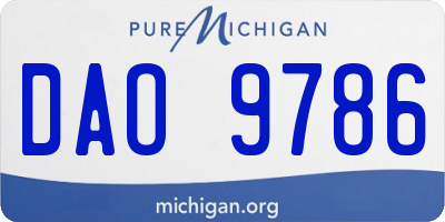 MI license plate DAO9786