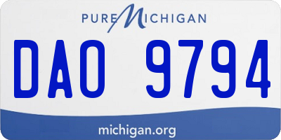 MI license plate DAO9794