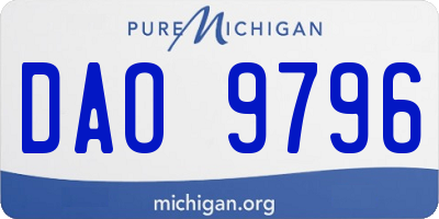 MI license plate DAO9796