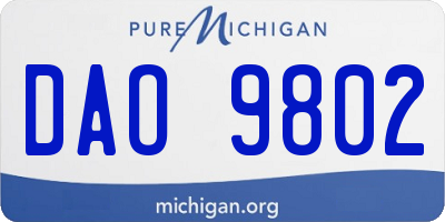 MI license plate DAO9802