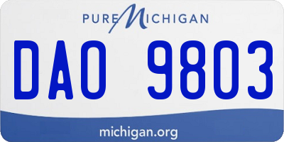 MI license plate DAO9803