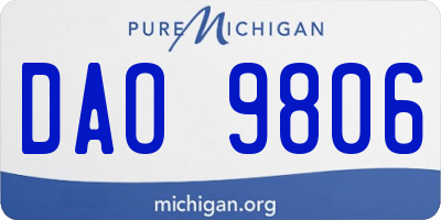 MI license plate DAO9806