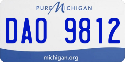 MI license plate DAO9812