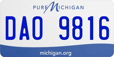 MI license plate DAO9816