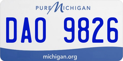 MI license plate DAO9826