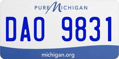 MI license plate DAO9831