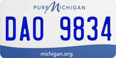 MI license plate DAO9834