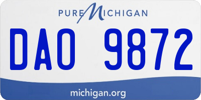 MI license plate DAO9872
