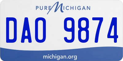 MI license plate DAO9874