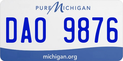 MI license plate DAO9876