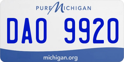 MI license plate DAO9920
