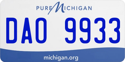 MI license plate DAO9933
