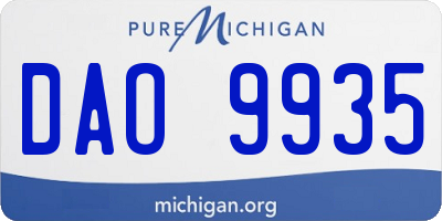 MI license plate DAO9935