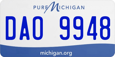 MI license plate DAO9948