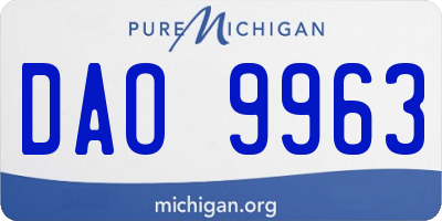 MI license plate DAO9963
