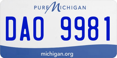 MI license plate DAO9981