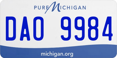 MI license plate DAO9984