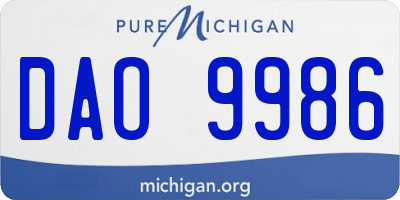 MI license plate DAO9986