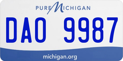MI license plate DAO9987