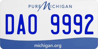 MI license plate DAO9992