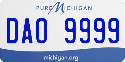 MI license plate DAO9999