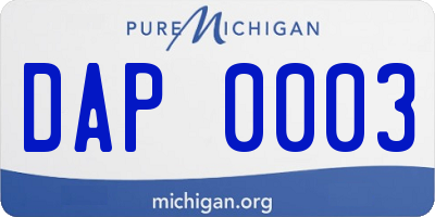 MI license plate DAP0003