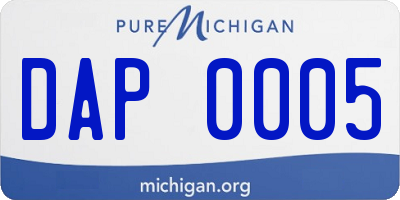 MI license plate DAP0005