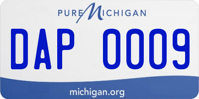 MI license plate DAP0009