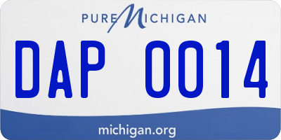 MI license plate DAP0014