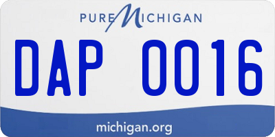 MI license plate DAP0016