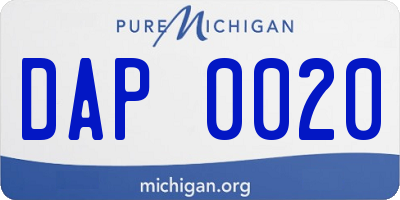 MI license plate DAP0020