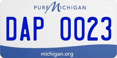 MI license plate DAP0023