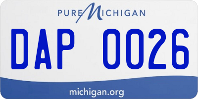 MI license plate DAP0026