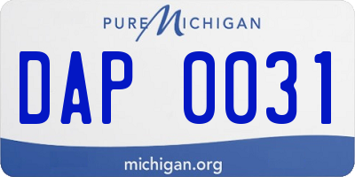 MI license plate DAP0031