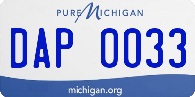 MI license plate DAP0033